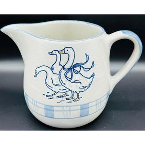 Vintage Louisville Stoneware Gaggle of Geese Pitcher Blue/Gray Farmhouse Cute